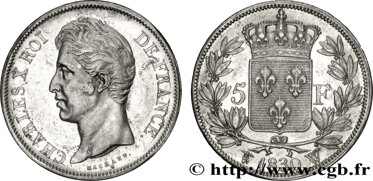 5 francs Charles X, 2e type 1830 Lille F.311/52 AU53 