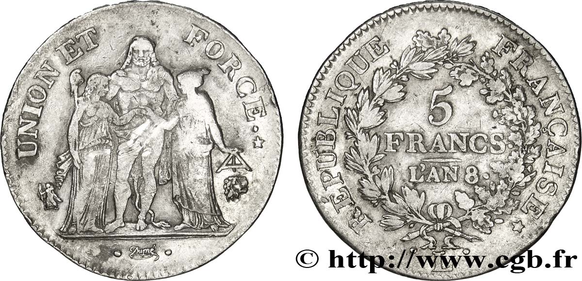 5 francs Union et Force, Union serré, avec glands intérieurs et gland extérieur 1800 Bayonne F.288/142 BC35 