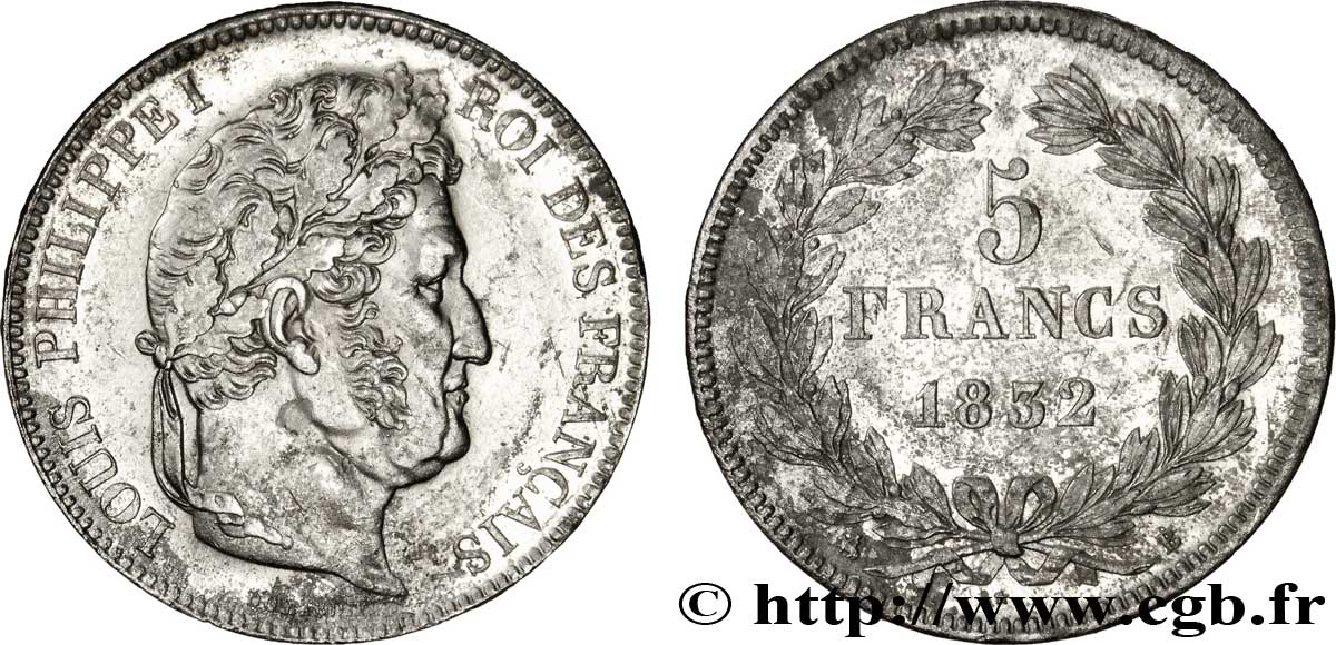 5 francs IIe type Domard 1832 Rouen F.324/2 TTB50 
