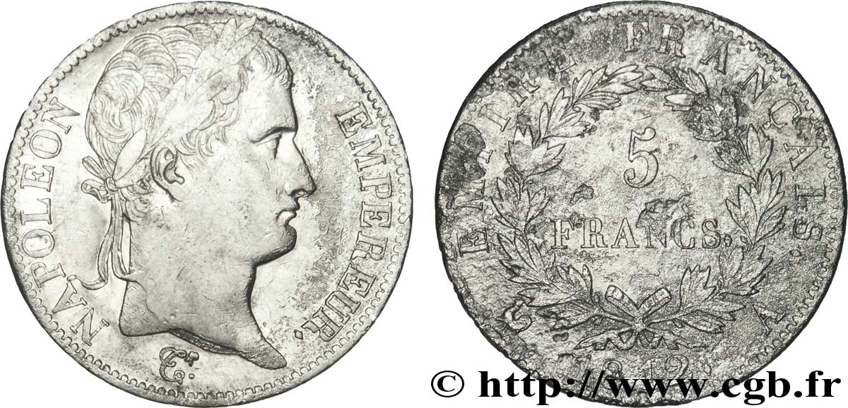5 francs Napoléon Empereur, Empire français 1812 Paris F.307/41 BB45 