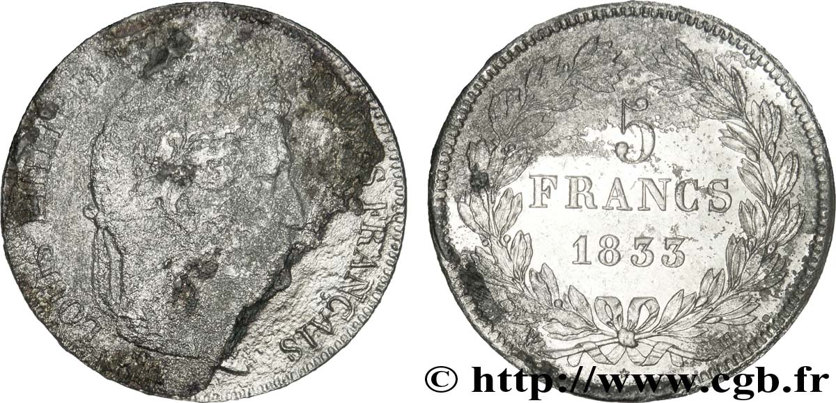 5 francs IIe type Domard 1833 La Rochelle F.324/18 AU54 