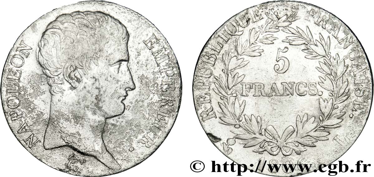 5 francs Napoléon Empereur, Calendrier grégorien 1806 Bayonne F.304/7 MBC42 