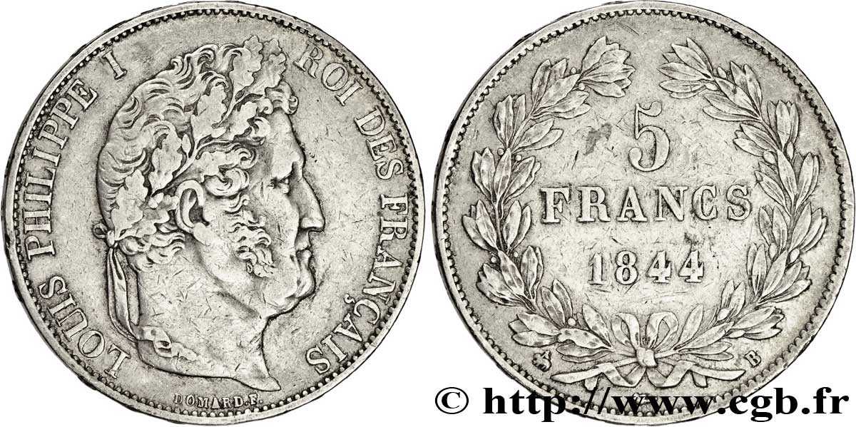 5 francs IIIe type Domard 1844 Rouen F.325/2 TTB45 