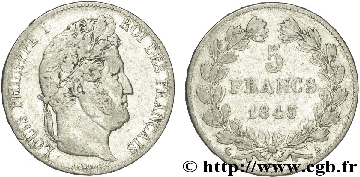 5 francs IIIe type Domard 1845 Paris F.325/6 VF20 