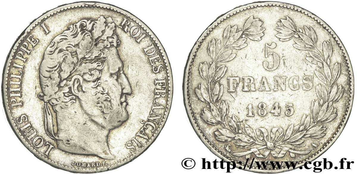 5 francs IIIe type Domard 1845 Paris F.325/6 BC30 