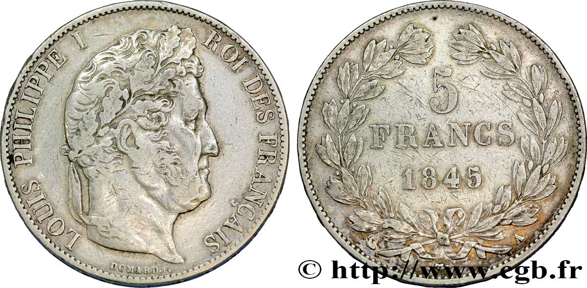 5 francs IIIe type Domard 1845 Paris F.325/6 BC35 