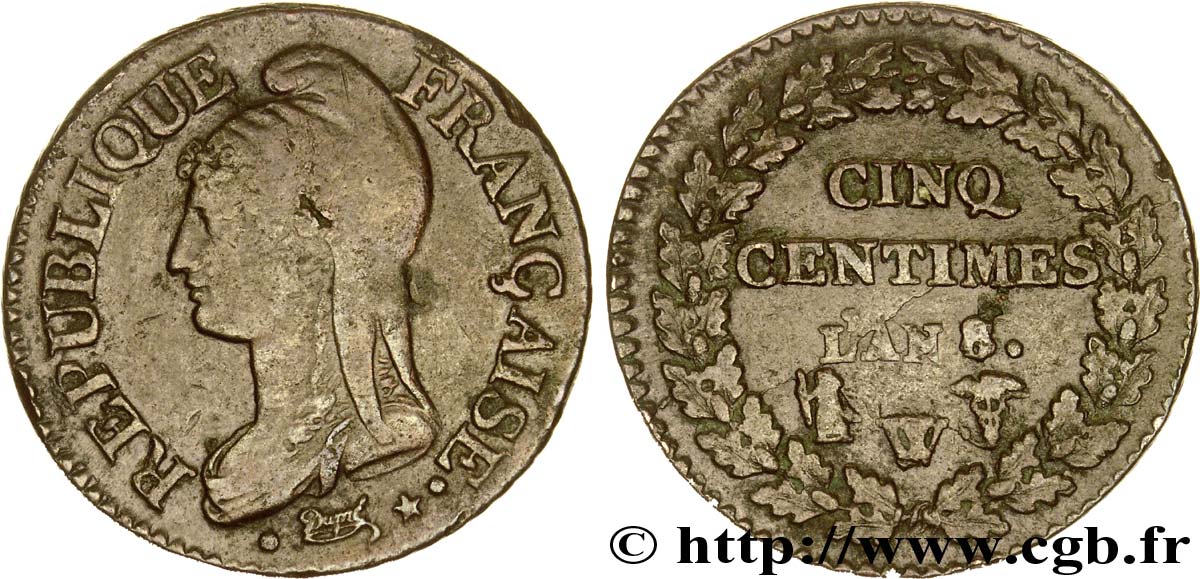 Cinq centimes Dupré, grand module 1800 Lille/Nantes F.115/147 TTB40 
