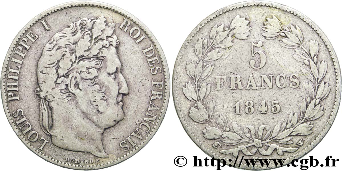 5 francs IIIe type Domard 1845 Lille F.325/9 TB25 