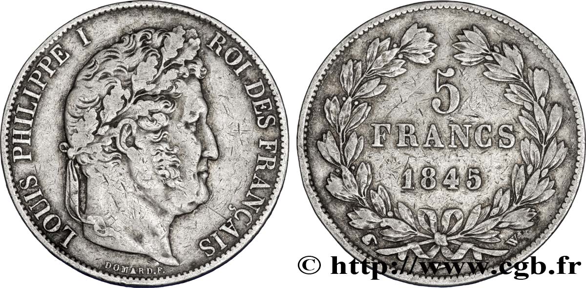 5 francs IIIe type Domard 1845 Lille F.325/9 SS45 