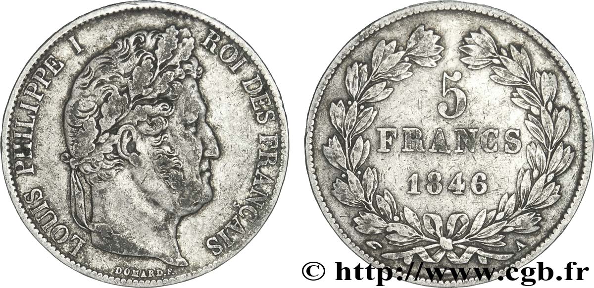 5 francs IIIe type Domard 1846 Paris F.325/10 TB30 