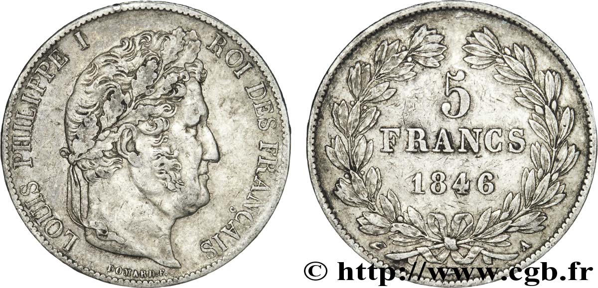 5 francs IIIe type Domard 1846 Paris F.325/10 MBC45 