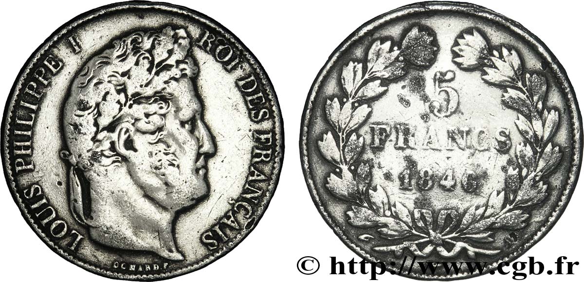 Faux de 5 francs IIIe type Domard 1846 Paris F.325/10 VF25 
