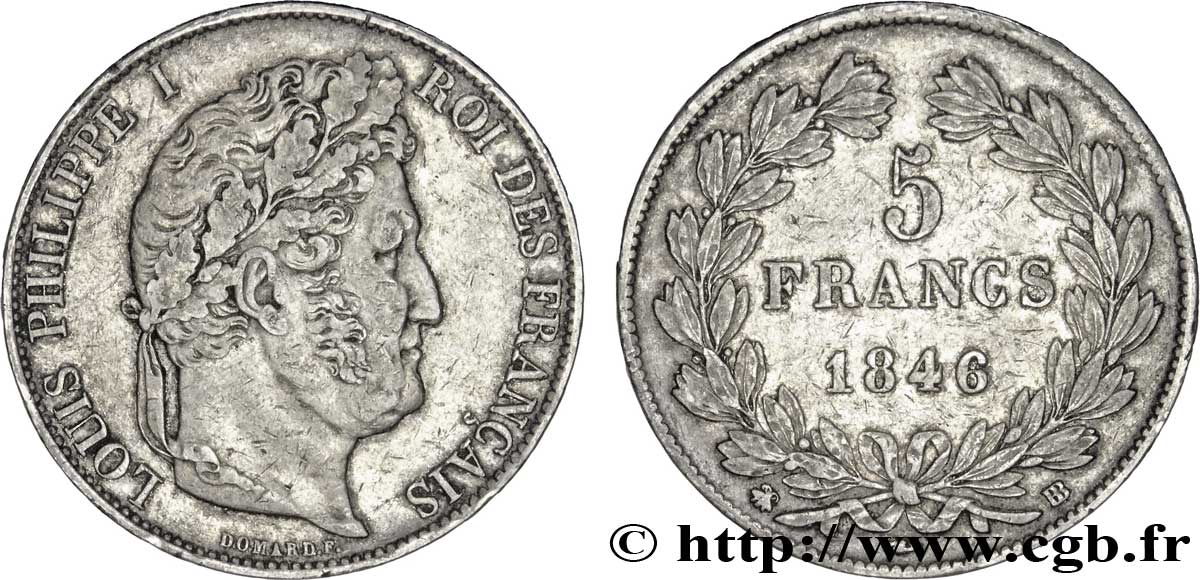 5 francs IIIe type Domard 1846 Strasbourg F.325/11 MBC48 