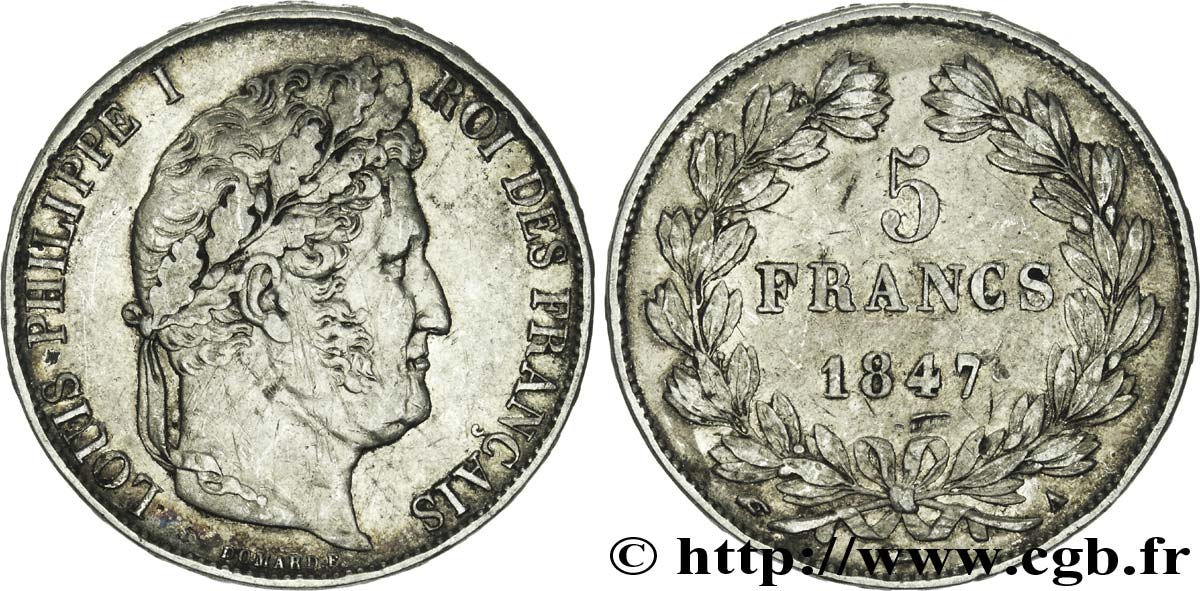 5 francs IIIe type Domard 1847 Paris F.325/14 BB40 