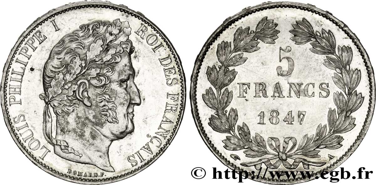 5 francs IIIe type Domard 1847 Paris F.325/14 BB53 