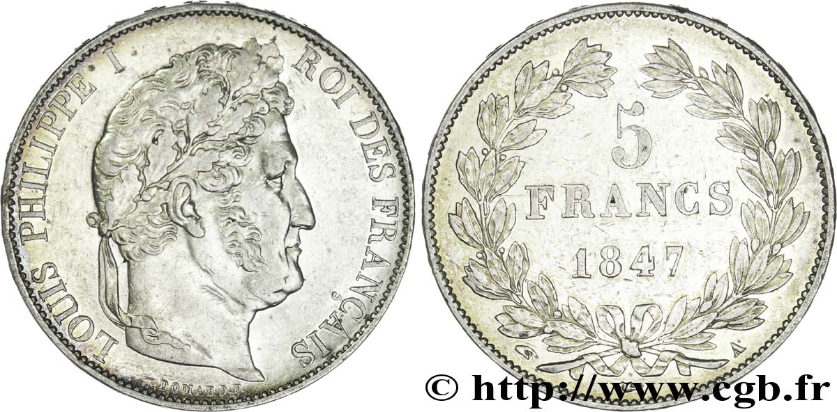 5 francs IIIe type Domard 1847 Paris F.325/14 EBC58 