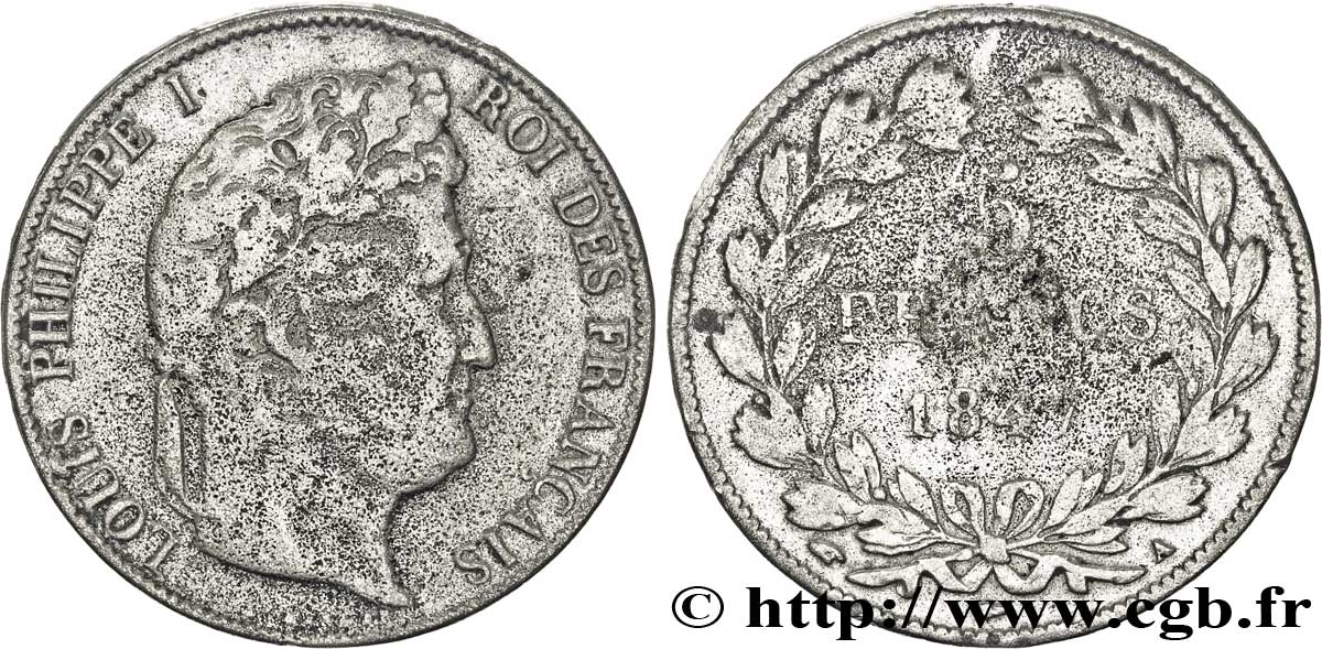 Faux de 5 francs IIIe type Domard 1847 Paris F.325/14 var. BC20 
