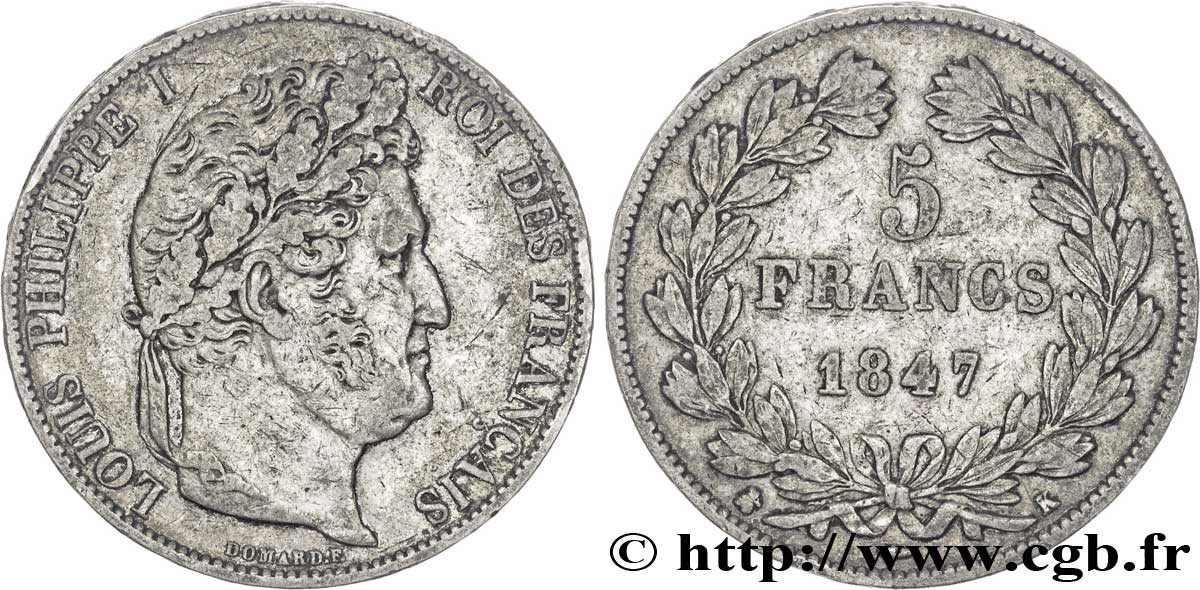 5 francs IIIe type Domard 1847 Bordeaux F.325/16 VF30 