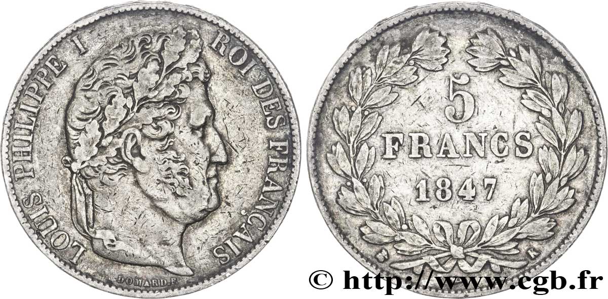 5 francs IIIe type Domard 1847 Bordeaux F.325/16 VF35 