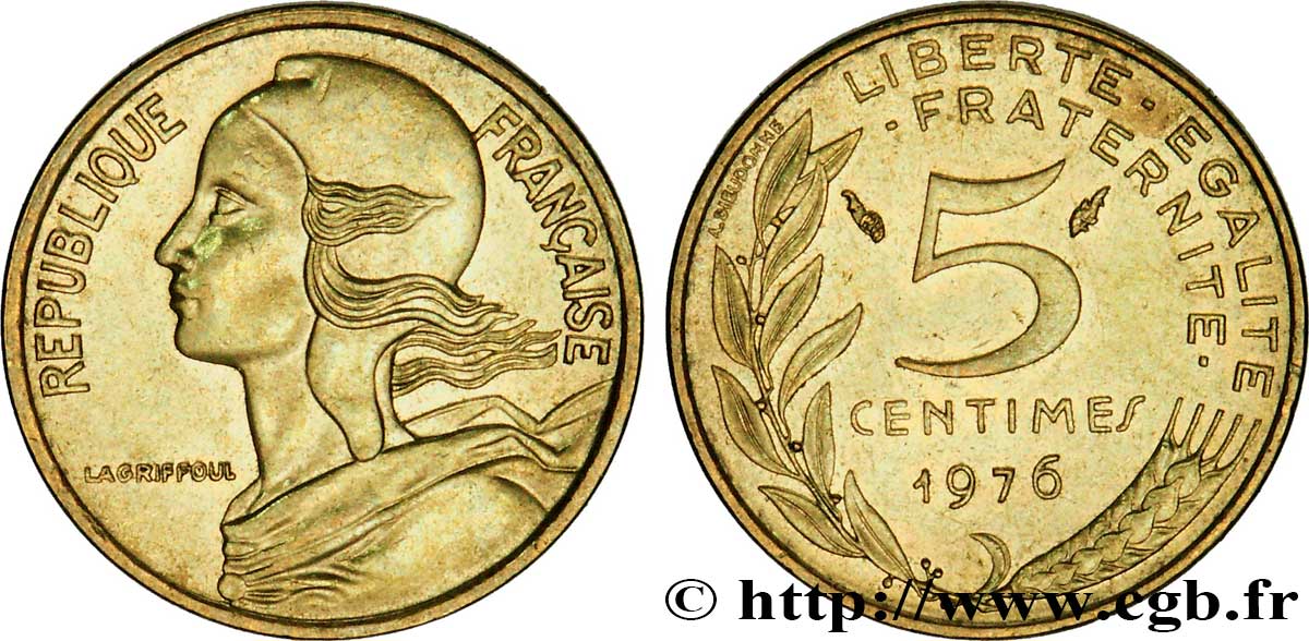 5 centimes Marianne 1976 Pessac F.125/12 VZ60 