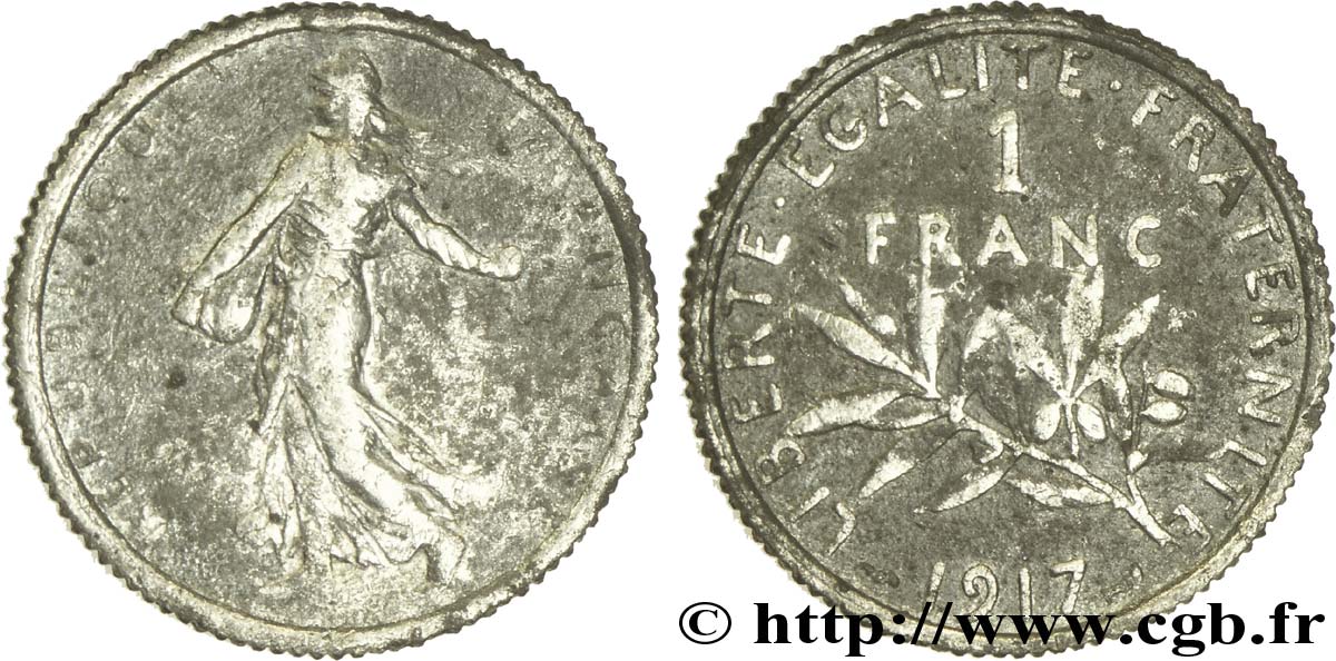 Faux de 1 franc Semeuse 1917  F.217/23 var. MBC45 