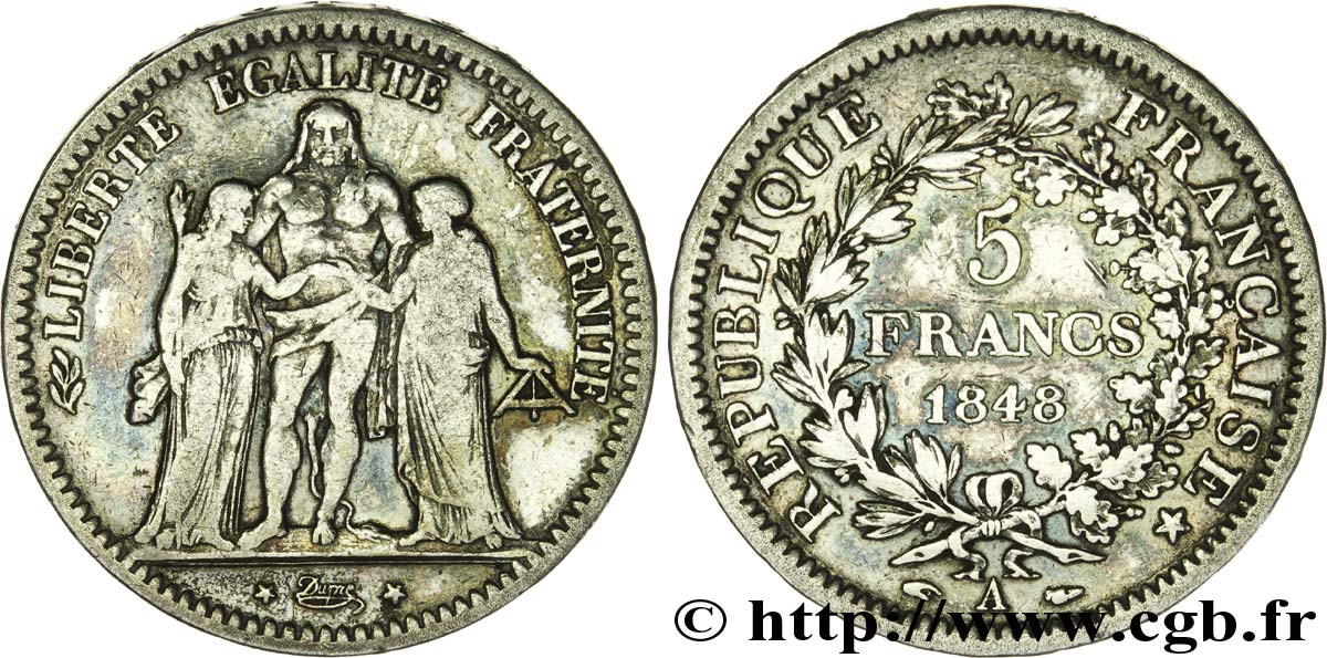 5 francs Hercule, IIe République 1848 Paris F.326/1 BC15 
