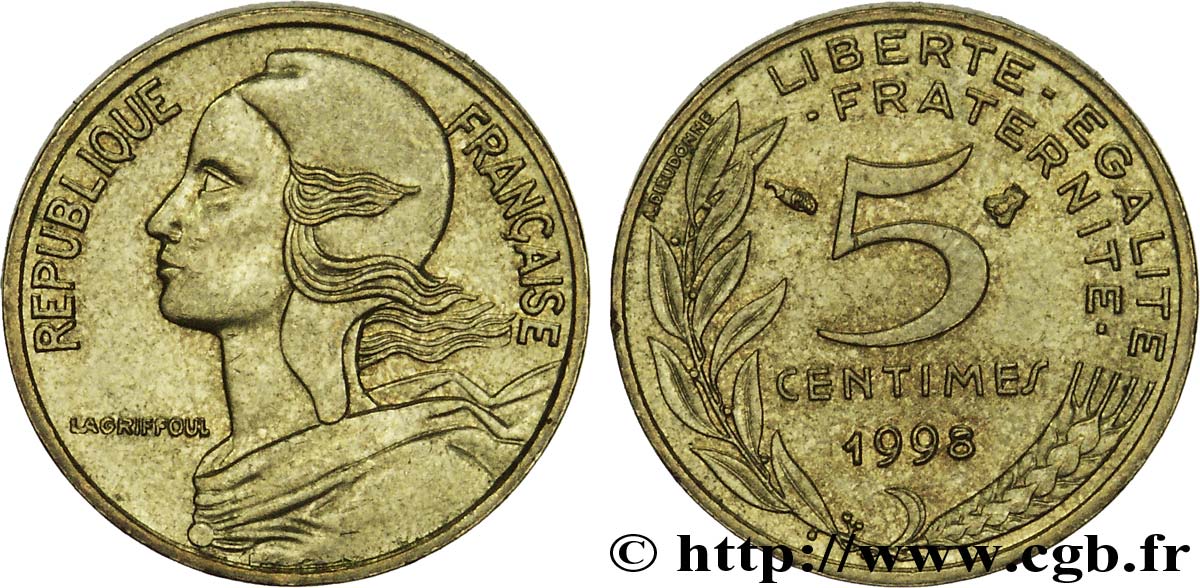 5 centimes Marianne 1998 Pessac F.125/42 AU50 
