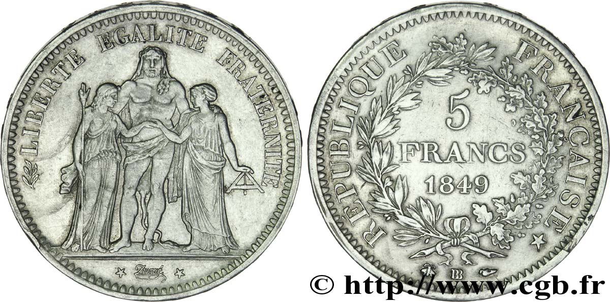 5 francs Hercule, IIe République 1849 Strasbourg F.326/6 TTB52 