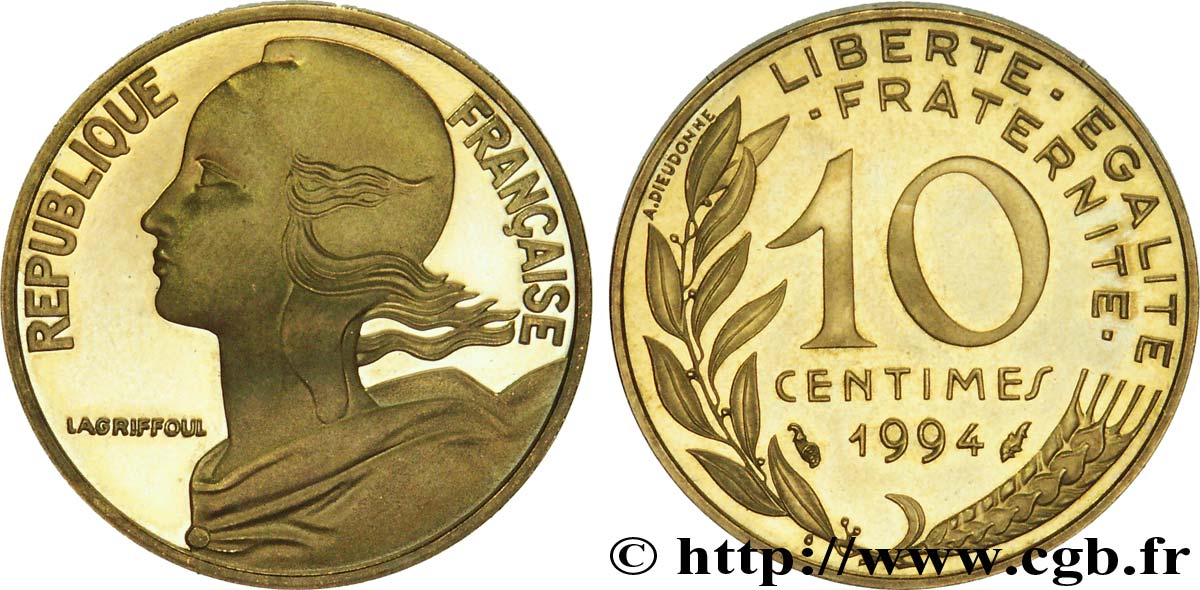 10 centimes Marianne, BE (Belle Épreuve) 1994 Pessac F.144/37 var. FDC67 