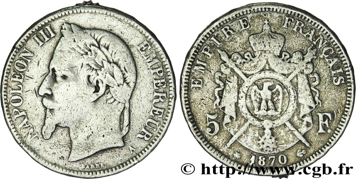 Valeur Pièce 5 Francs Napoléon 3 1870