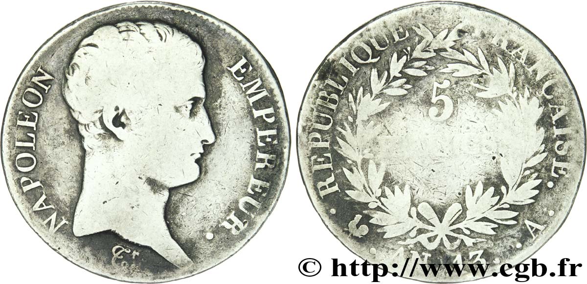 5 francs Napoléon Empereur, Calendrier révolutionnaire 1805 Paris F.303/2 RC10 