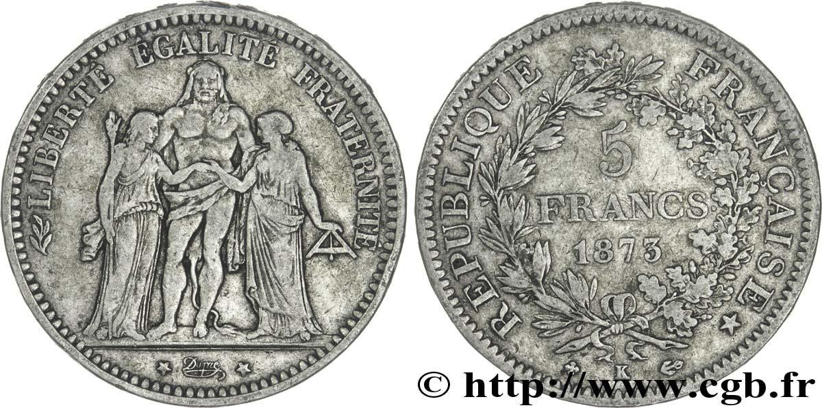 5 francs Hercule 1873 Bordeaux F.334/11 TB30 