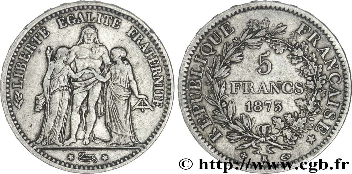 5 francs Hercule 1873 Bordeaux F.334/11 TB35 