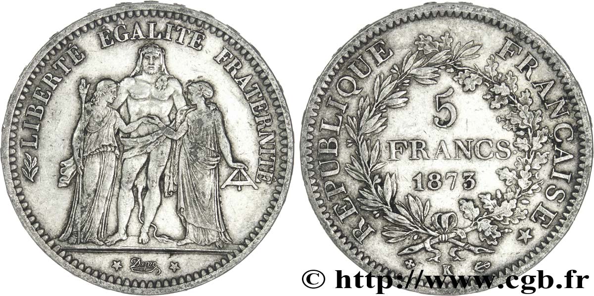 5 francs Hercule 1873 Bordeaux F.334/11 SS45 