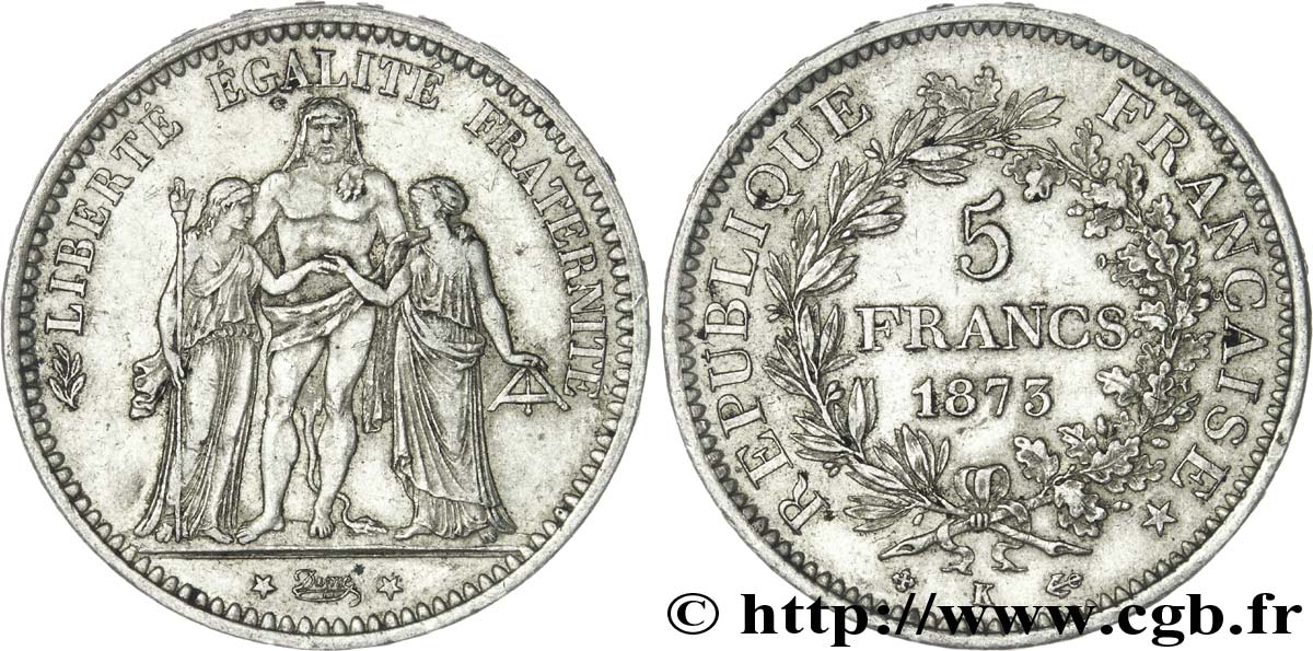 5 francs Hercule 1873 Bordeaux F.334/11 TTB50 
