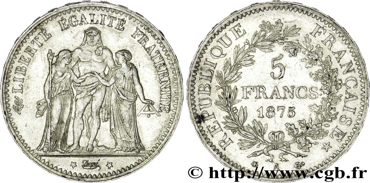 5 francs Hercule 1875 Paris F.334/14 AU55 