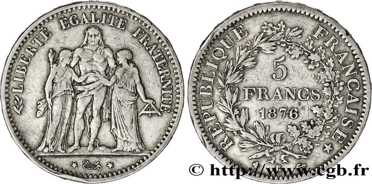 5 francs Hercule 1876 Bordeaux F.334/18 VF35 