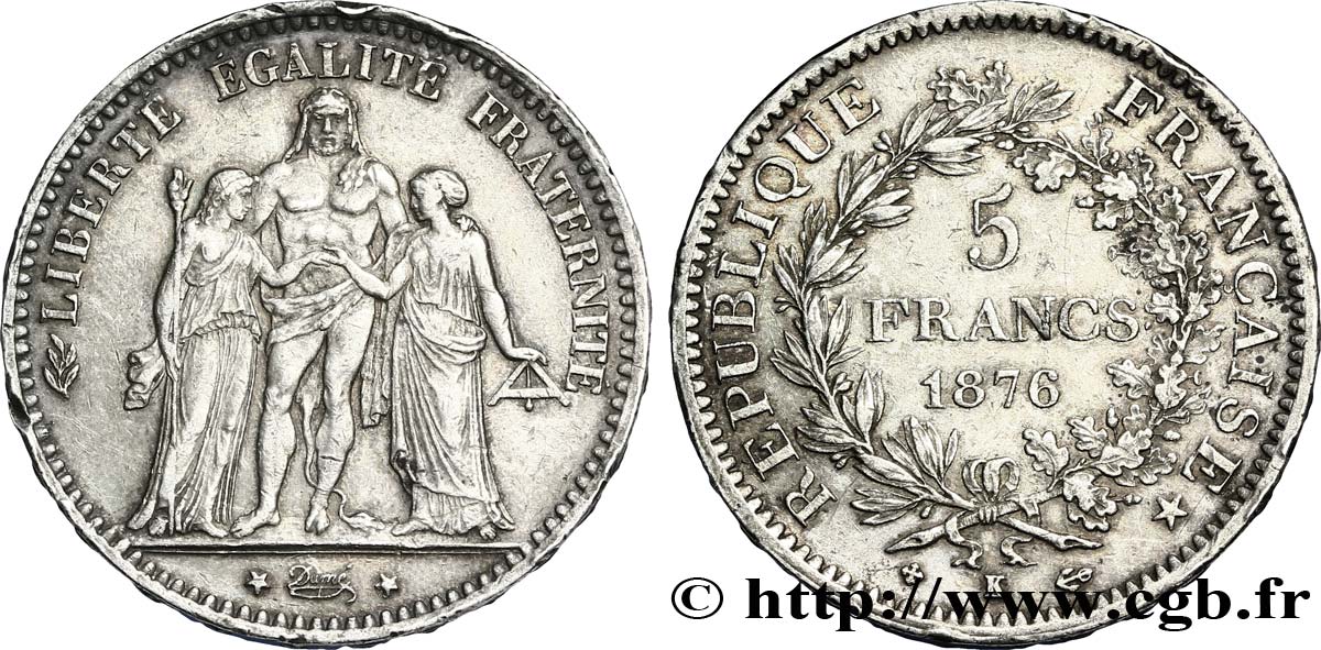 5 francs Hercule 1876 Bordeaux F.334/18 TTB48 