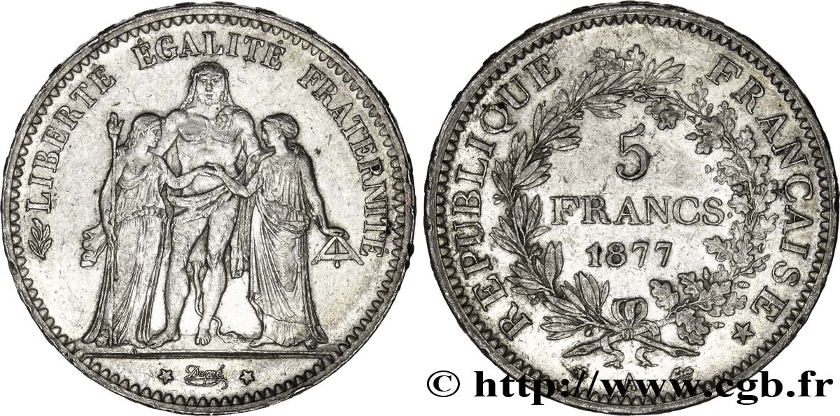 5 francs Hercule 1877 Paris F.334/19 SS52 