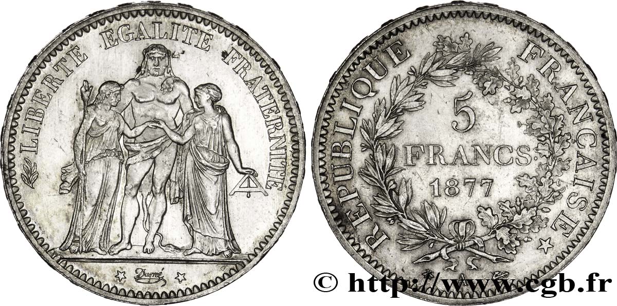 5 francs Hercule 1877 Paris F.334/19 VZ62 