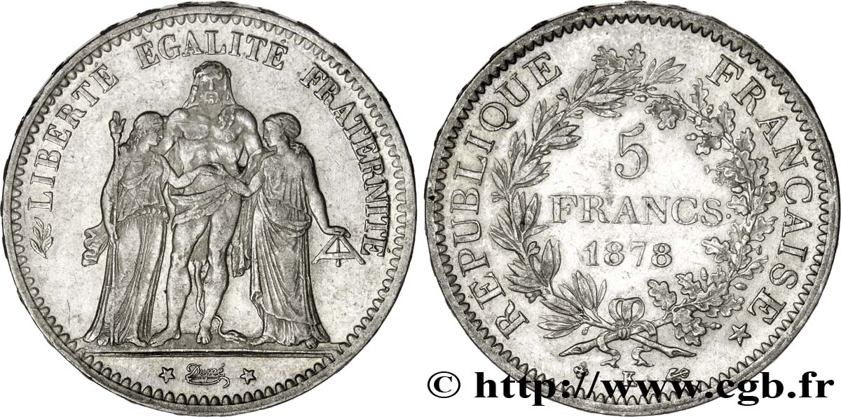 5 francs Hercule 1878 Bordeaux F.334/23 AU50 