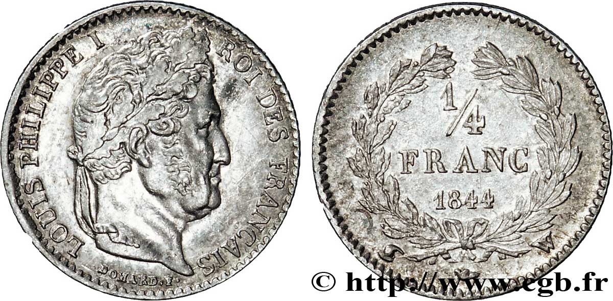 1/4 franc Louis-Philippe 1844 Lille F.166/101 XF48 