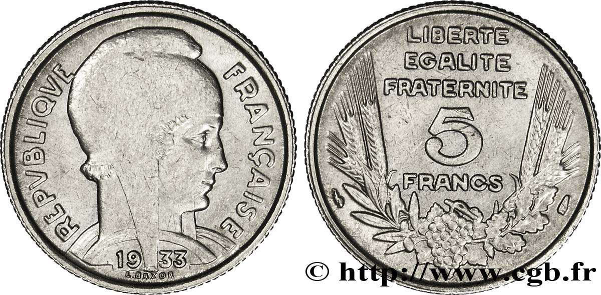 5 francs Bazor 1933  F.335/3 MBC45 