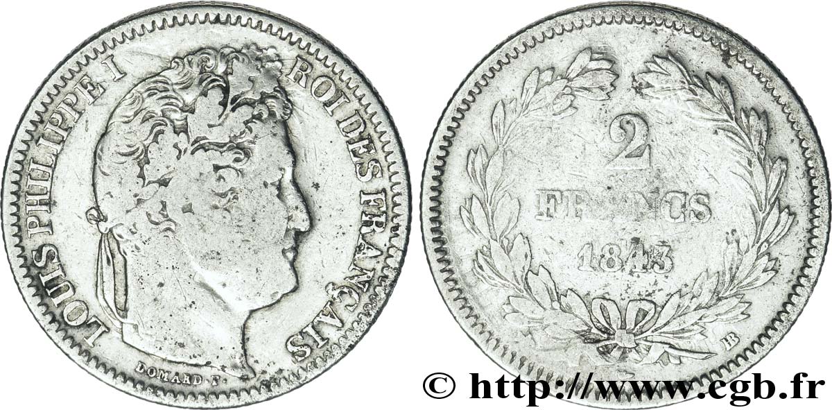 2 francs Louis-Philippe 1843 Strasbourg F.260/94 VG10 