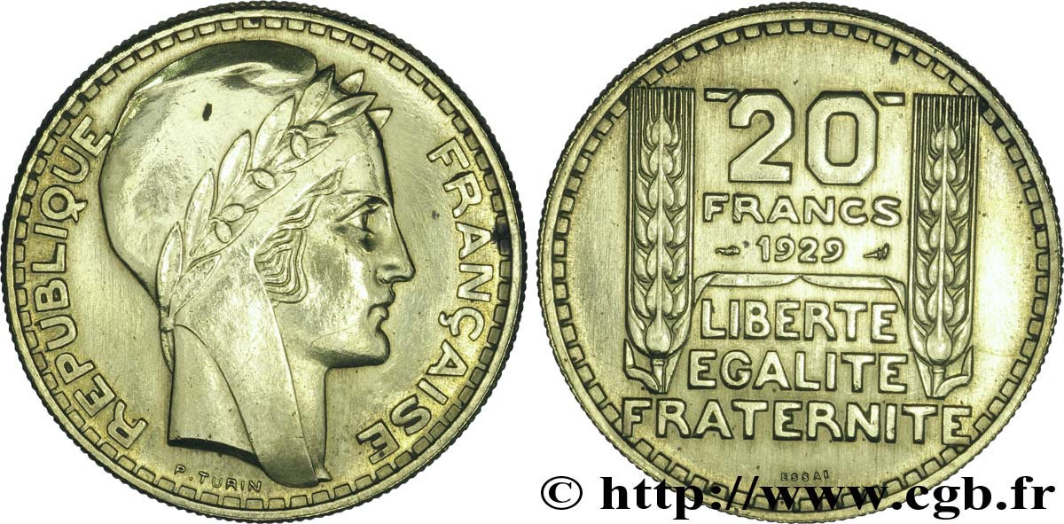 Essai de 20 francs Turin en bronze-aluminium 1929 Paris VG.5242  SUP 