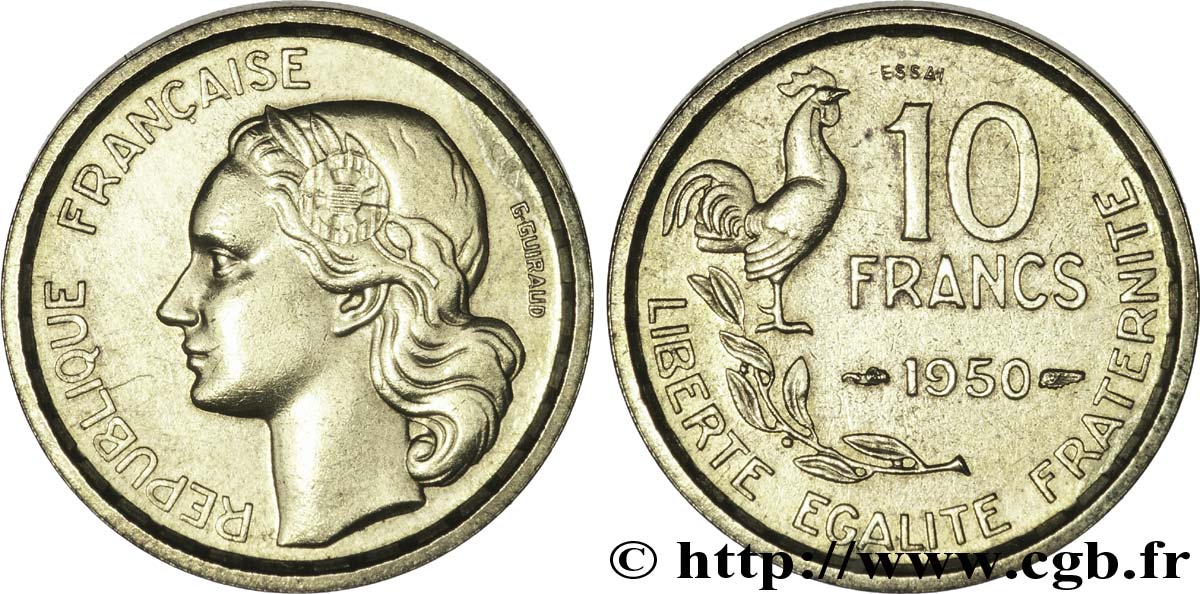 Essai de 10 francs Guiraud 1950  F.363/1 EBC 