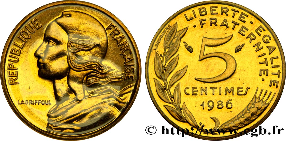 5 centimes Marianne 1986 Pessac F.125/22 MS70 