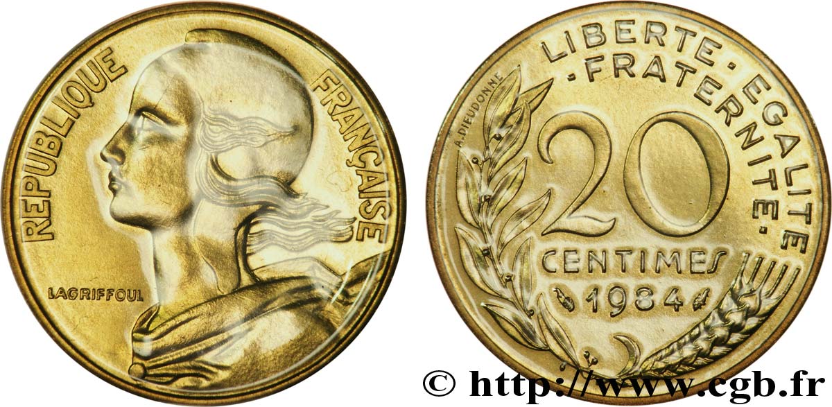 20 centimes Marianne 1984 Pessac F.156/24 MS70 