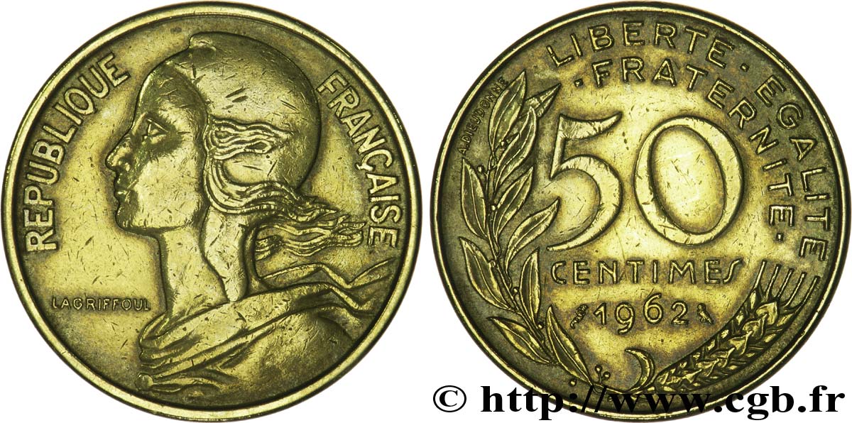 50 centimes Marianne, col à 4 plis 1962 Paris F.197/3 TTB45 