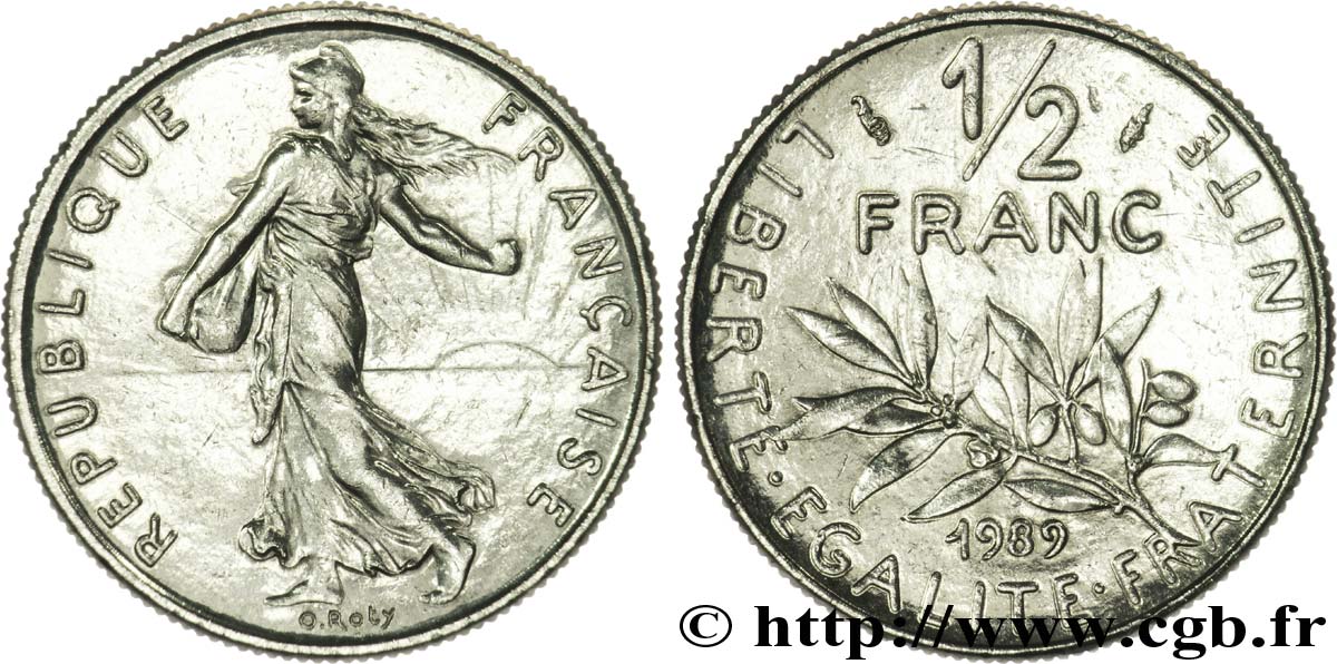 1/2 franc Semeuse 1989 Pessac F.198/28 VZ60 